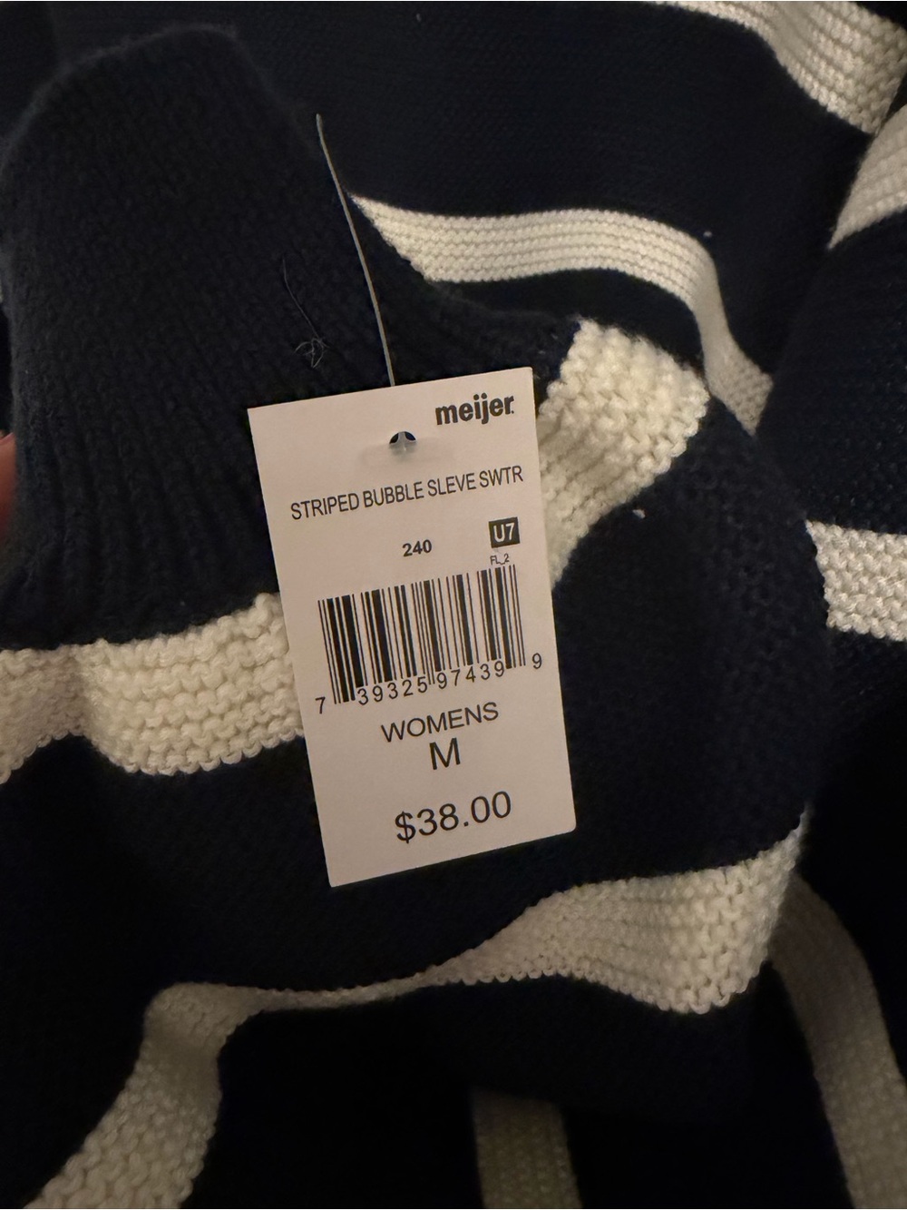 Women's Navy and White Striped Sweater